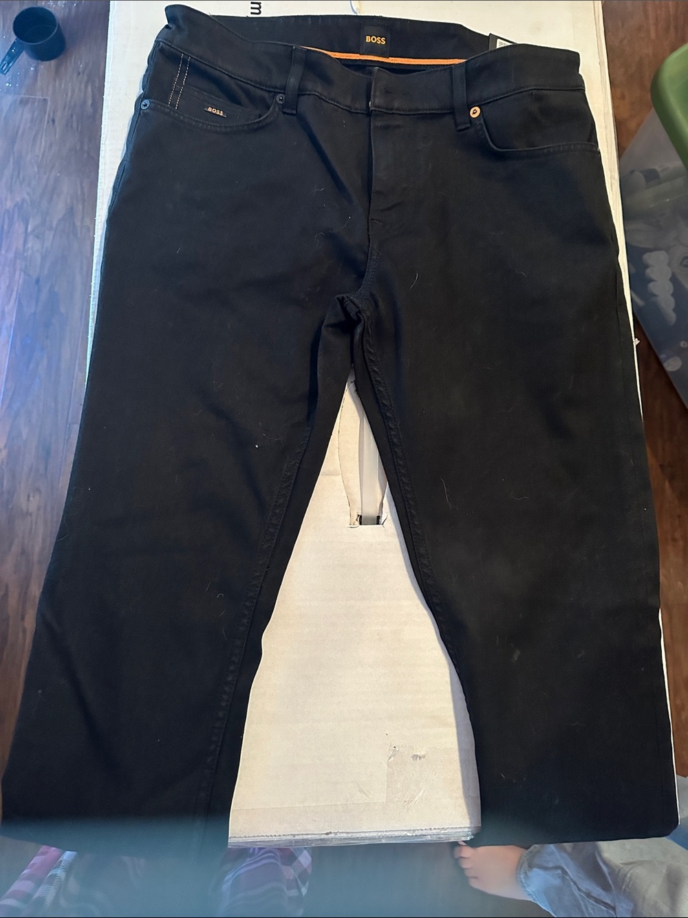 NWT BOSS Men's Black Delaware Slim Straight Jeans Size 34x32